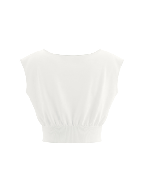 Women’s Boatneck Raw Edge Crop T-Shirt