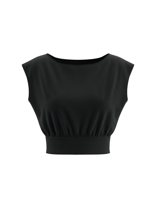 Women’s Boatneck Raw Edge Crop T-Shirt