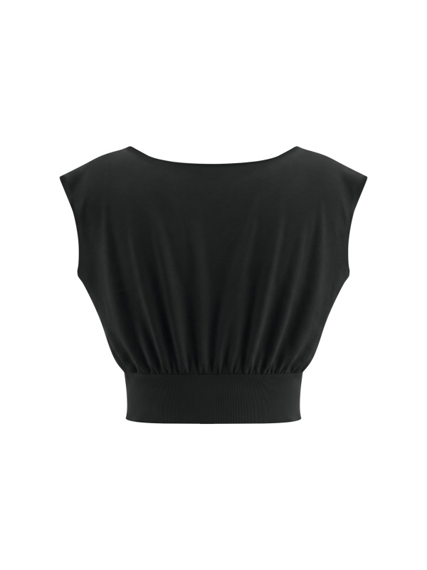 Women’s Boatneck Raw Edge Crop T-Shirt
