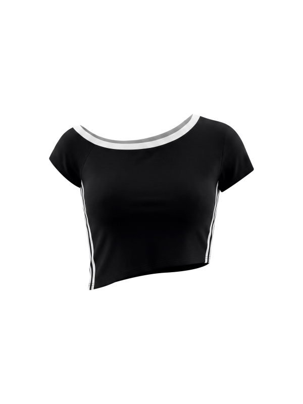 Women's Color Block Off-the-Shoulder T-Shirt