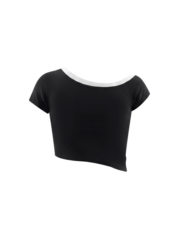 Women's Color Block Off-the-Shoulder T-Shirt