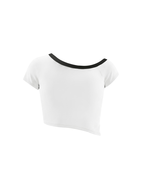 Women's Color Block Off-the-Shoulder T-Shirt