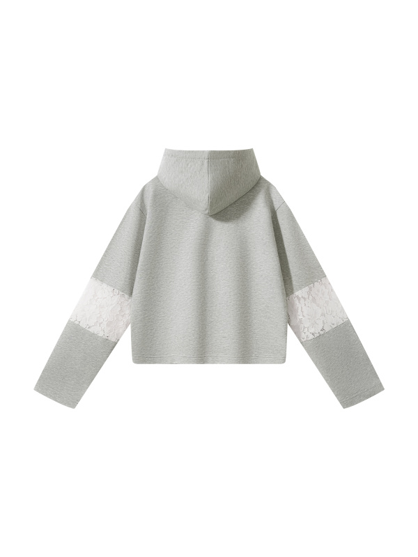 Women’s Cropped Lace-Panel Hoodie