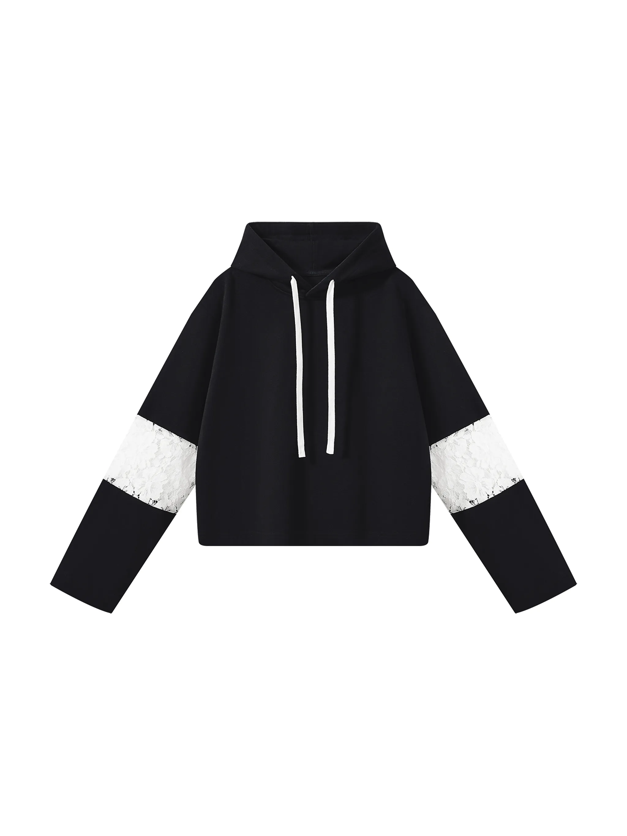 Women’s Cropped Lace-Panel Hoodie