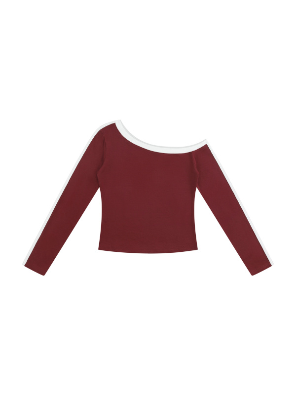 Women’s Color Block Off-the-Shoulder T-Shirt