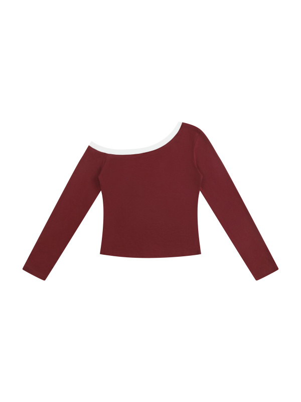 Women’s Color Block Off-the-Shoulder T-Shirt