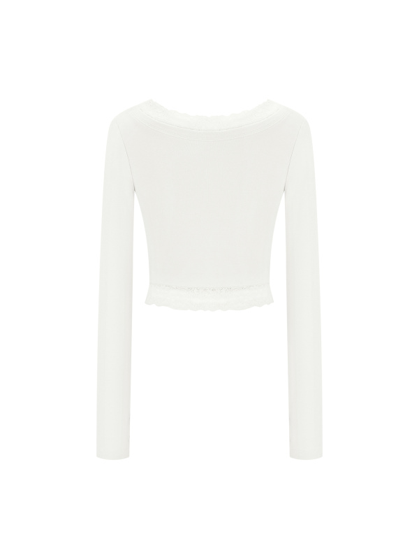 Women's Lace Trim Long Sleeve T-Shirt