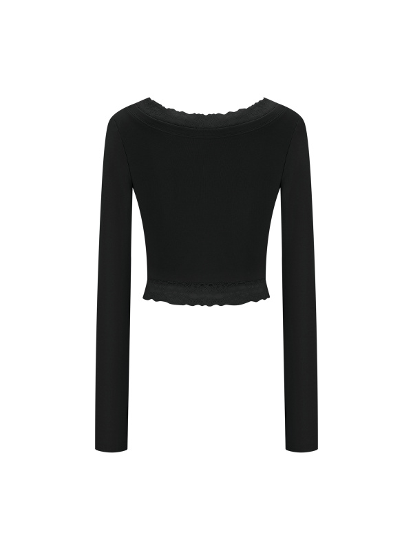 Women's Lace Trim Long Sleeve T-Shirt
