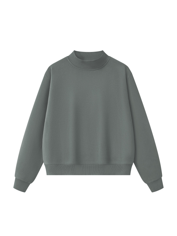  Essential Fleece Mock-Neck Crew Sweatshirt