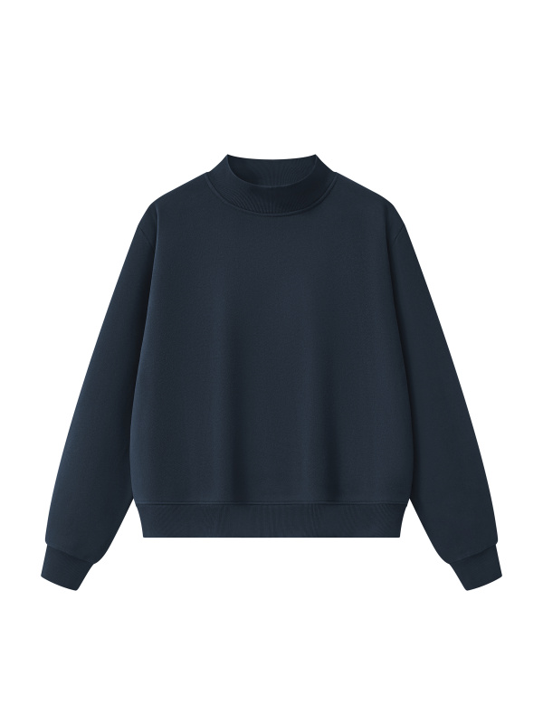  Essential Fleece Mock-Neck Crew Sweatshirt