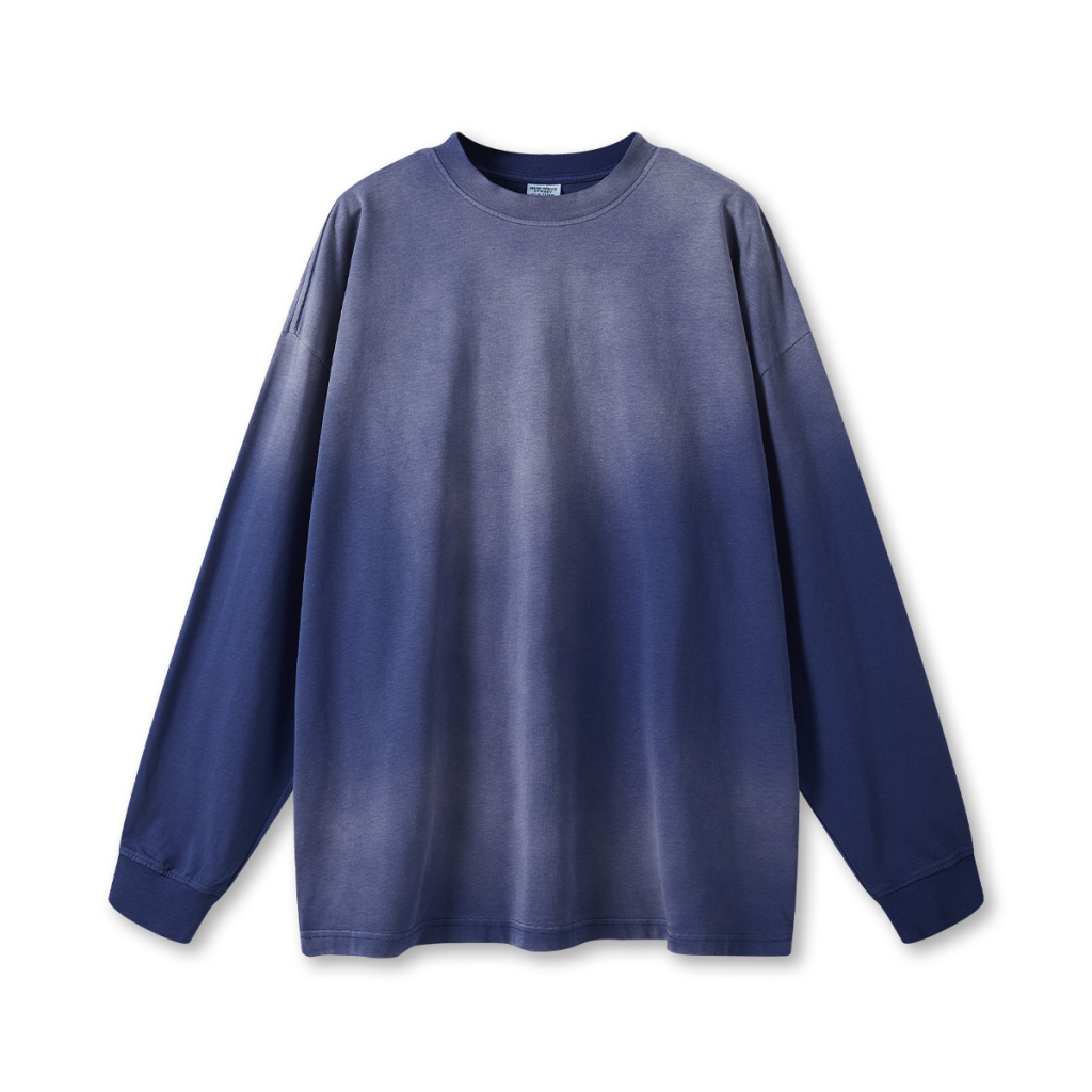 Streetwear Unisex Gradient Washed Effect Long Sleeve Tee - Print On Demand | HugePOD-14