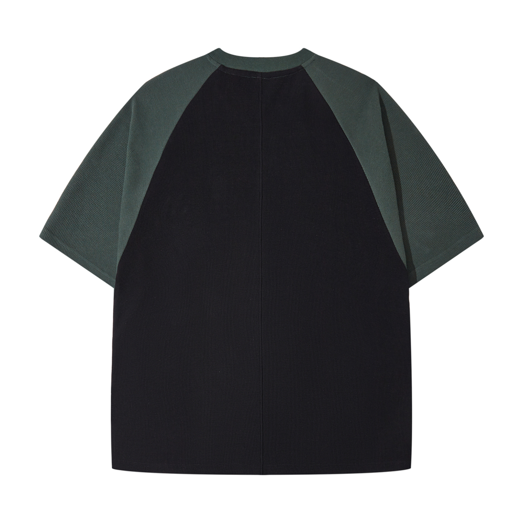 Streetwear 365G Heavyweight Color Block Loose-Fit Waffle Stitch Fabric T-Shirt - Print On Demand | HugePOD-6
