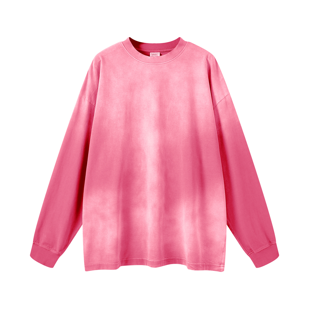 Streetwear Unisex Gradient Washed Effect Long Sleeve Tee - Print On Demand | HugePOD-9