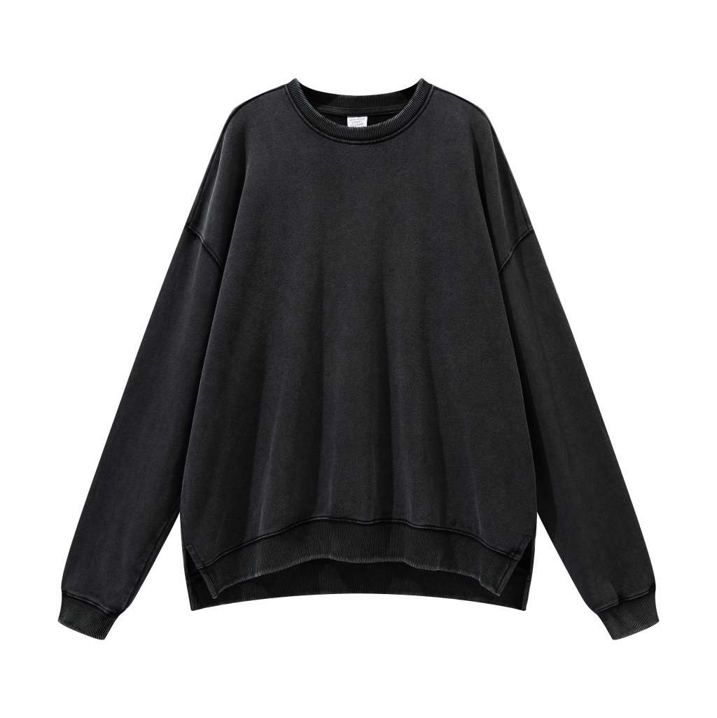 Custom Streetwear Unisex Split Hem Washed Pullover - Print On Demand | HugePOD-13