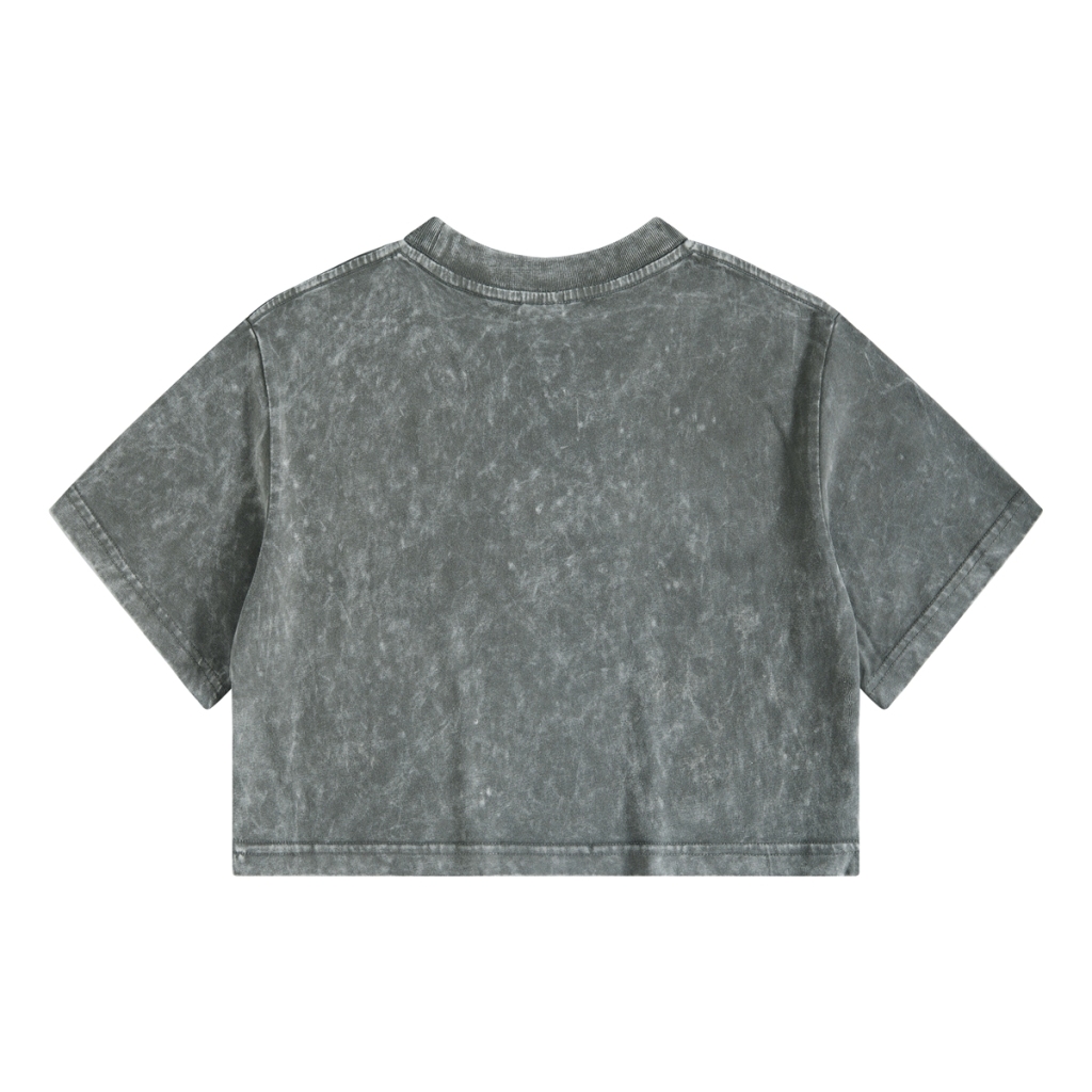 Streetwear Women's Washed Denim Crop Top - Print On Demand | HugePOD-9