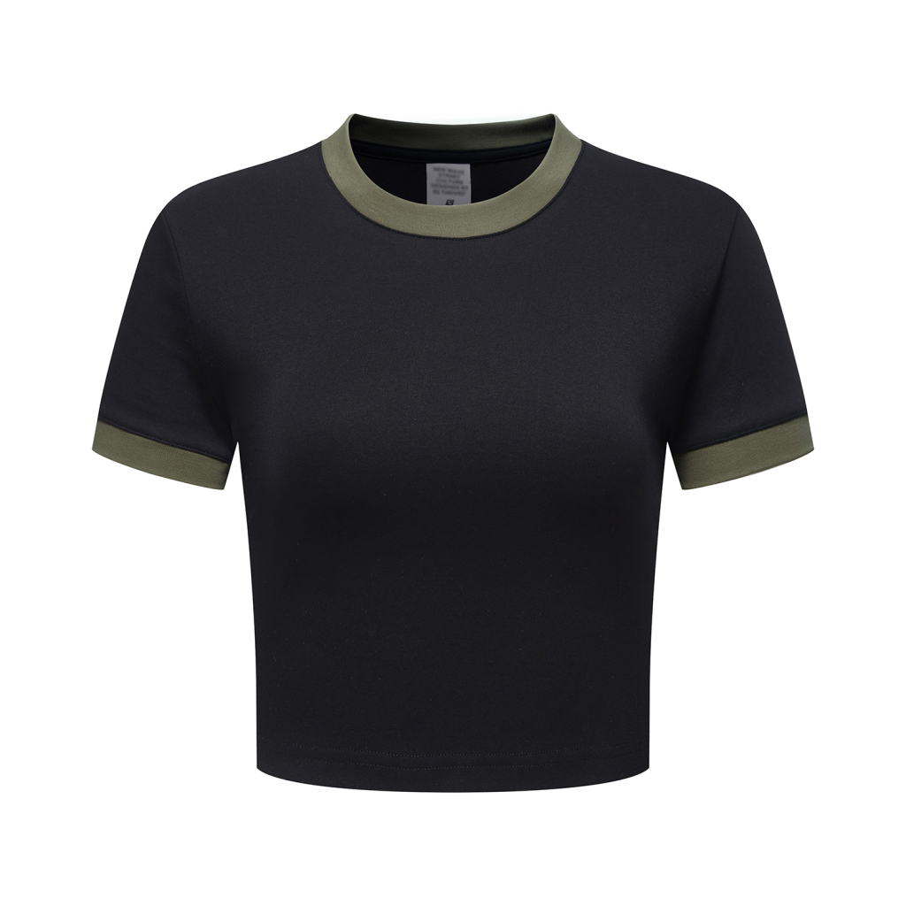 Streetwear Women's Vintage Color-Block Fitted Cropped Tee - Print On Demand | HugePOD-5