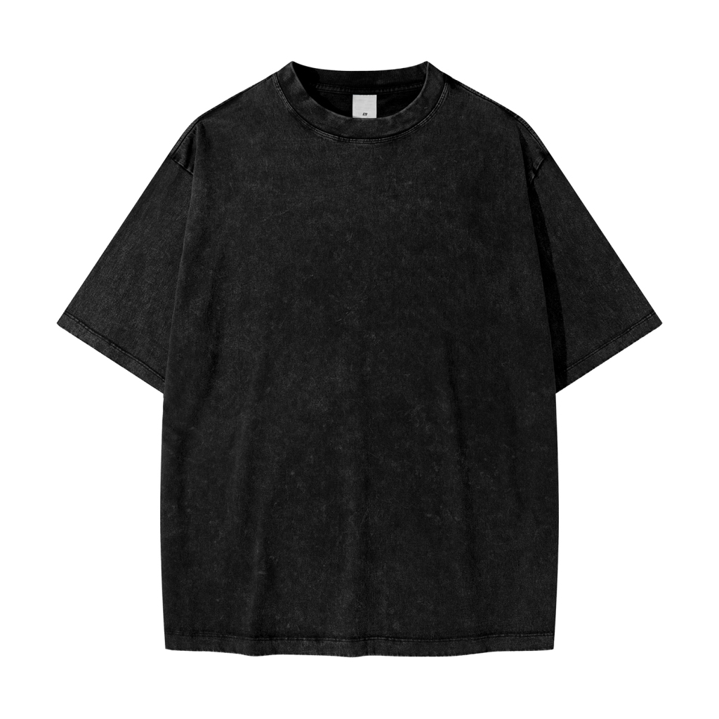 Streetwear American Vintage Waxed Dyed Washed Heavyweight 100% Cotton T-Shirt | HugePOD-18