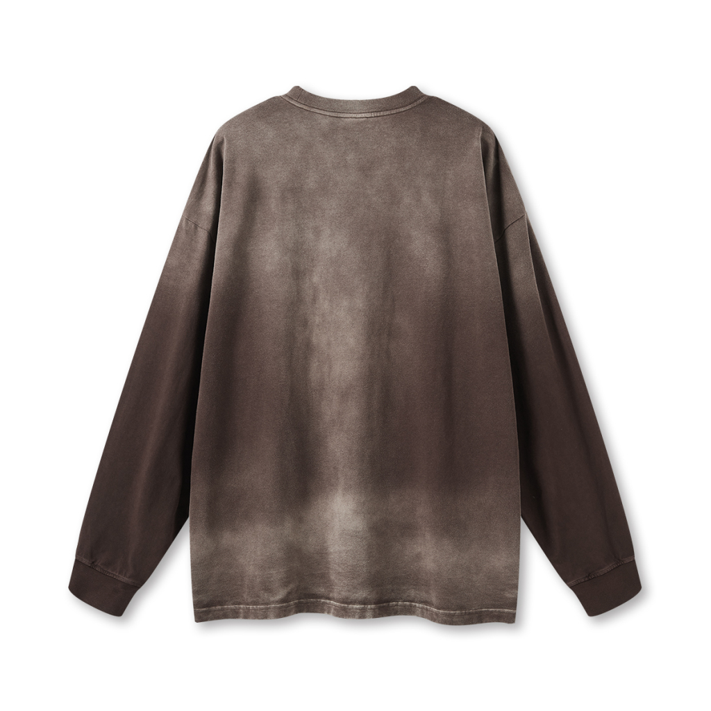 Streetwear Unisex Gradient Washed Effect Long Sleeve Tee - Print On Demand | HugePOD-13