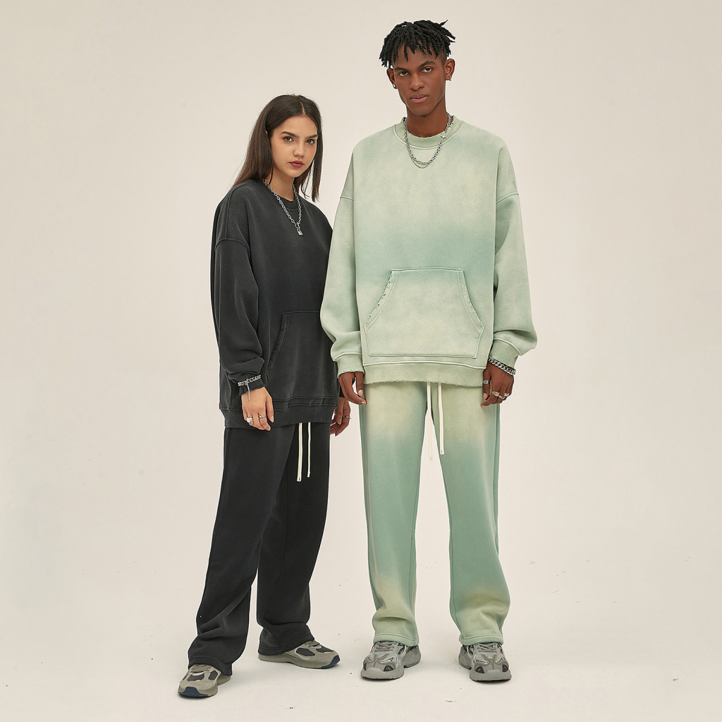 Streetwear Colored Gradient Washed Effect Pullover - Print On Demand-3
