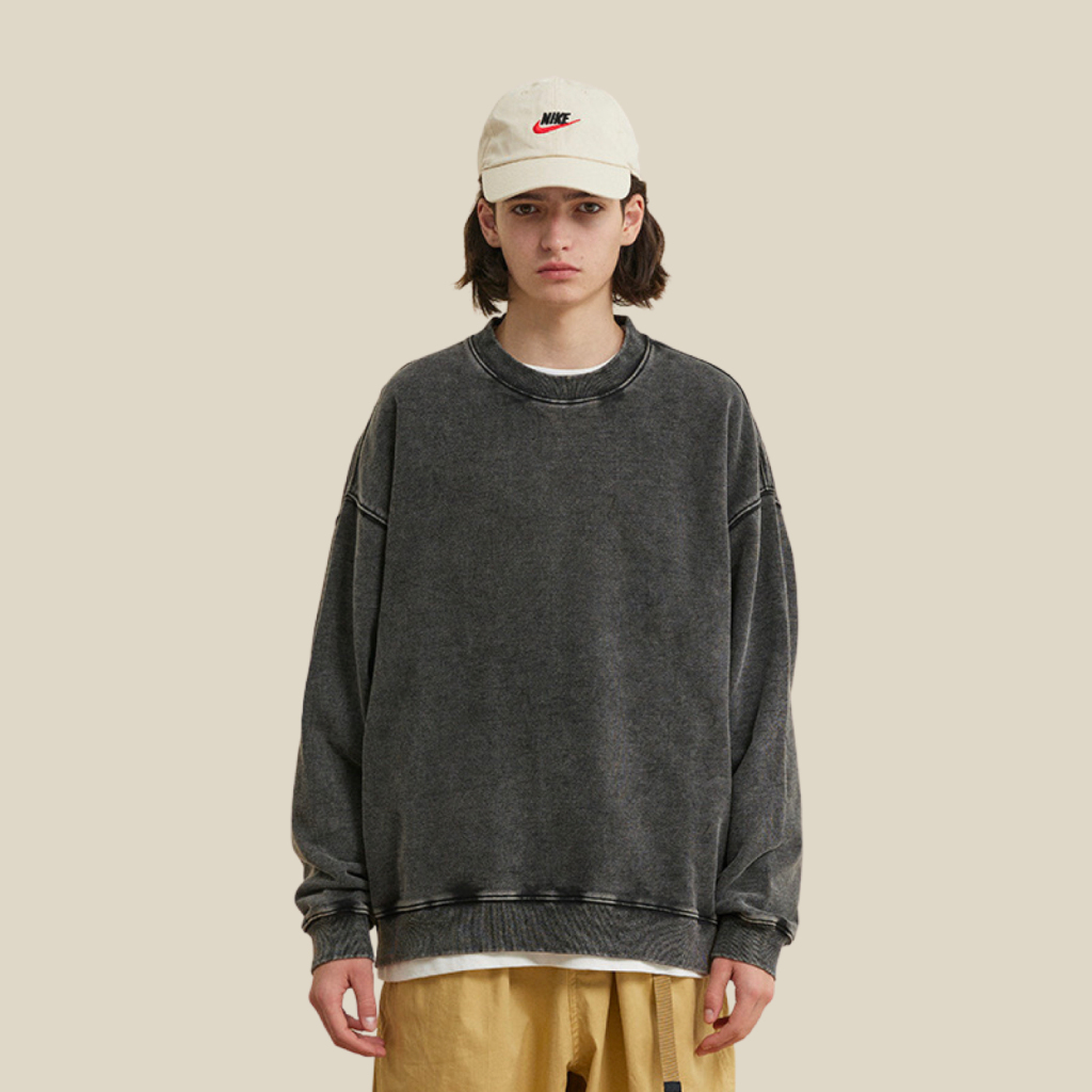 Streetwear Unisex Heavyweight Oversized Stone Wash Sweatshirt - Print On Demand | HugePOD-2