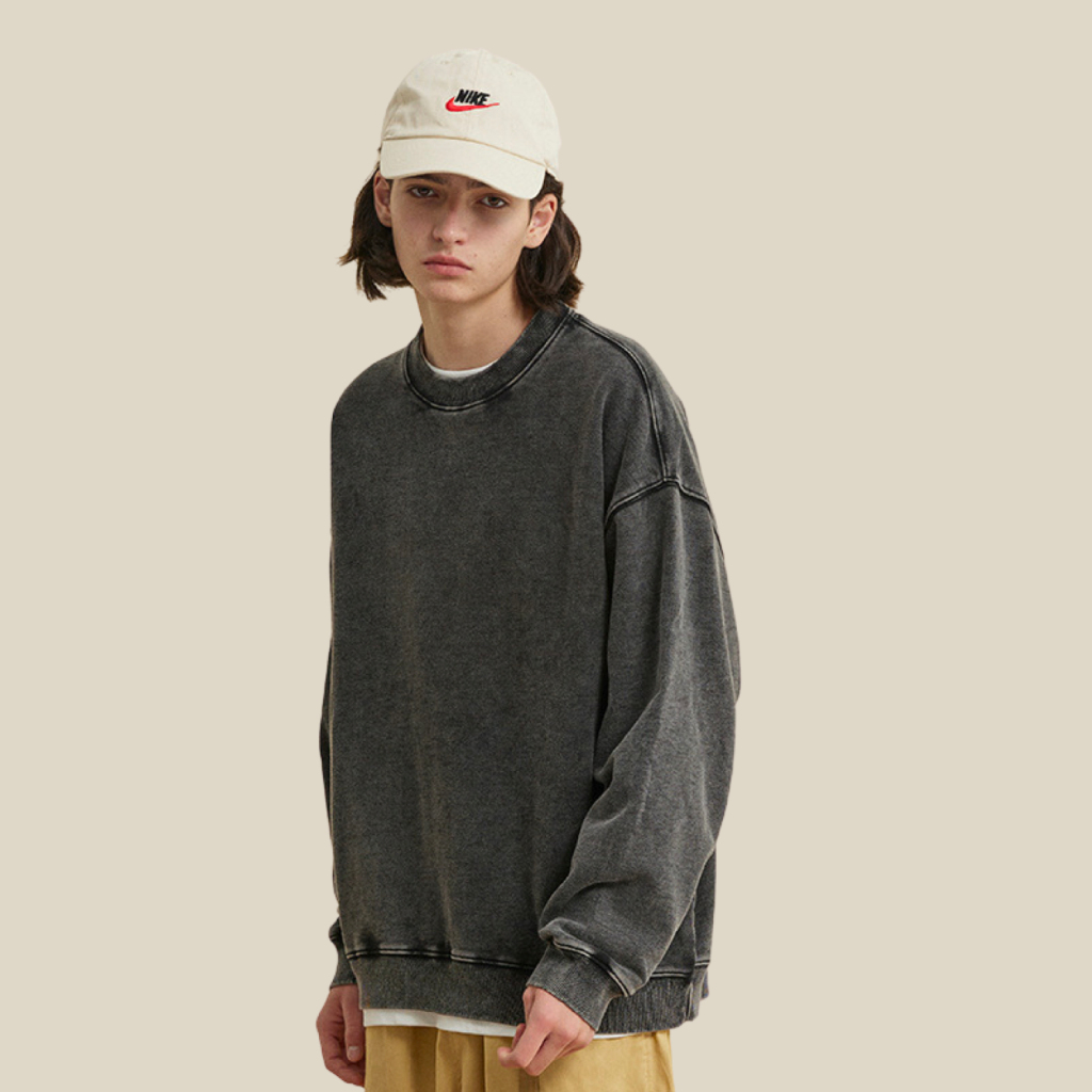 Streetwear Unisex Heavyweight Oversized Stone Wash Sweatshirt - Print On Demand | HugePOD-3