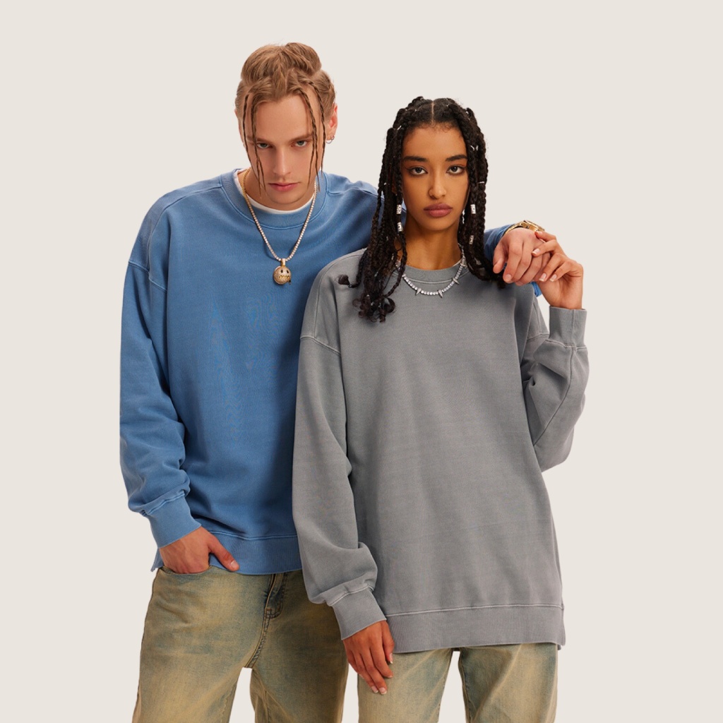 Custom Streetwear Unisex Split Hem Washed Pullover - Print On Demand | HugePOD-3