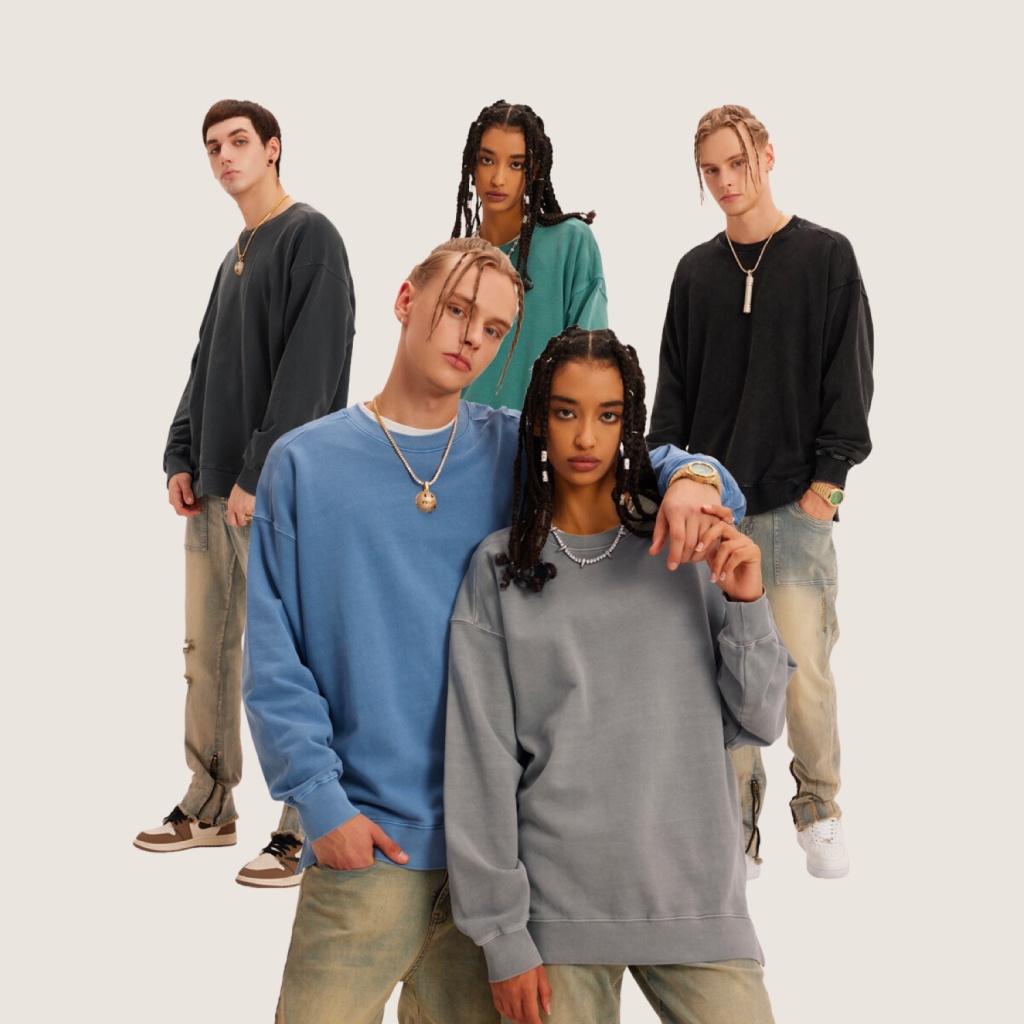 Custom Streetwear Unisex Split Hem Washed Pullover - Print On Demand | HugePOD-2