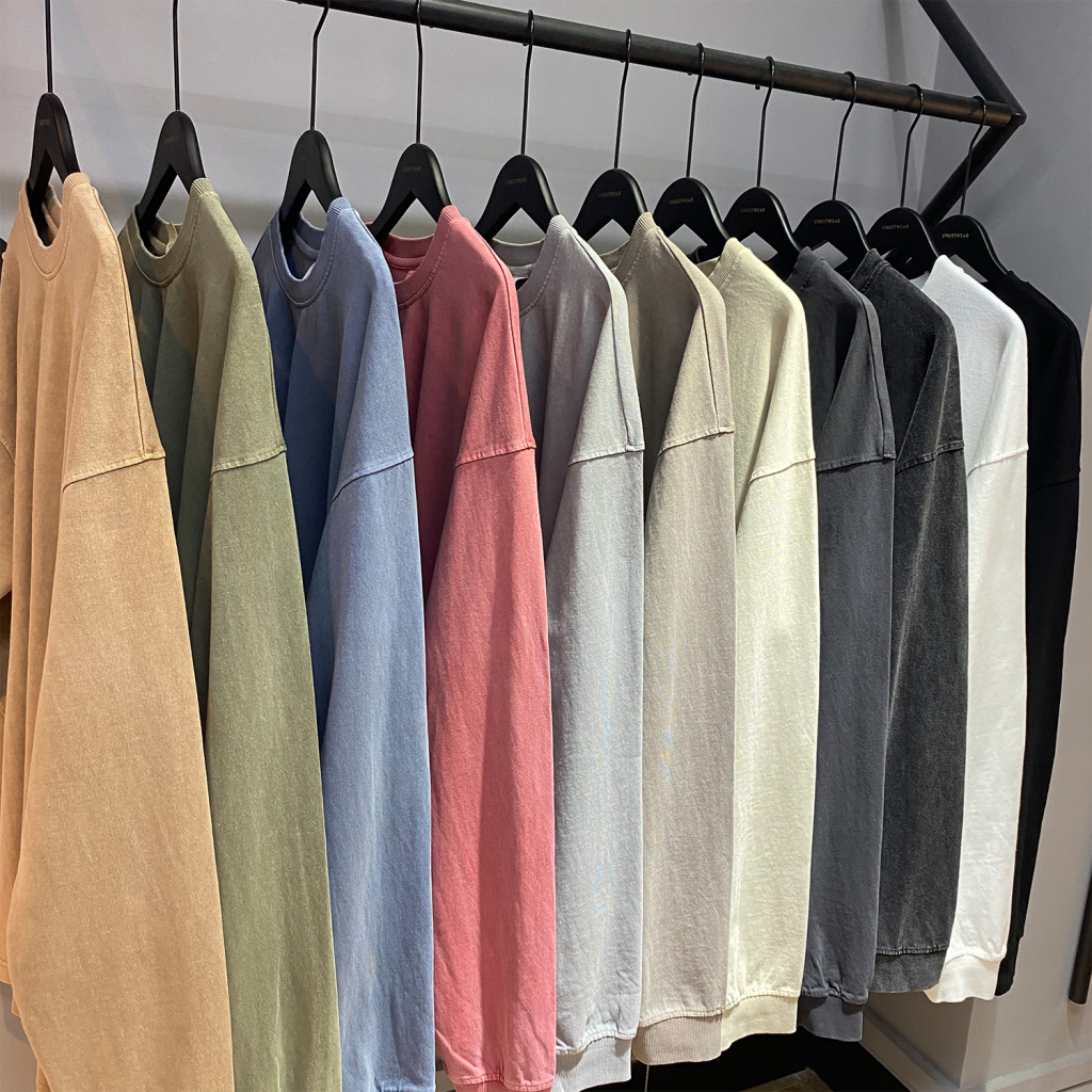 Oversized Vintage Snow Wash Long Sleeve Tee - Print On Demand-14