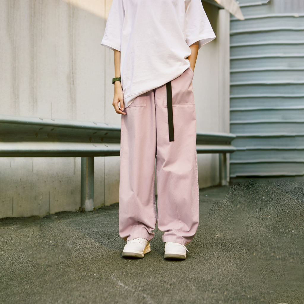 Streetwear Unisex Solid Color Wide-Legged Pants - Print On Demand | HugePOD-3