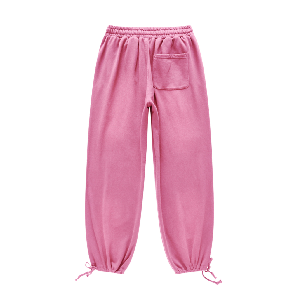 (Sky Blue&Rose Pink)Streetwear Unisex Heavyweight 445G Ombre Washed Drawstring Waist Fleece Joggers-9