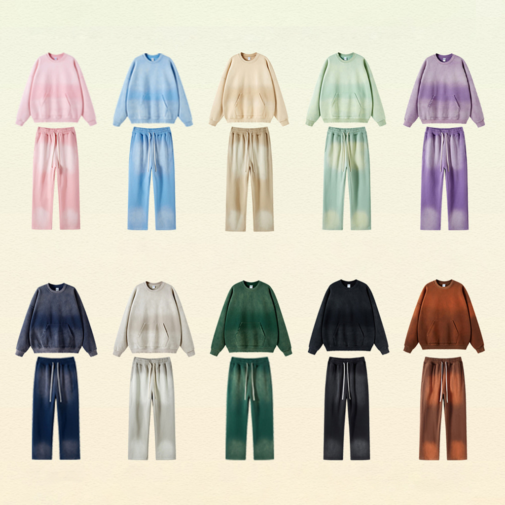 Streetwear Gradient Washed Effect Pants - Print On Demand-26