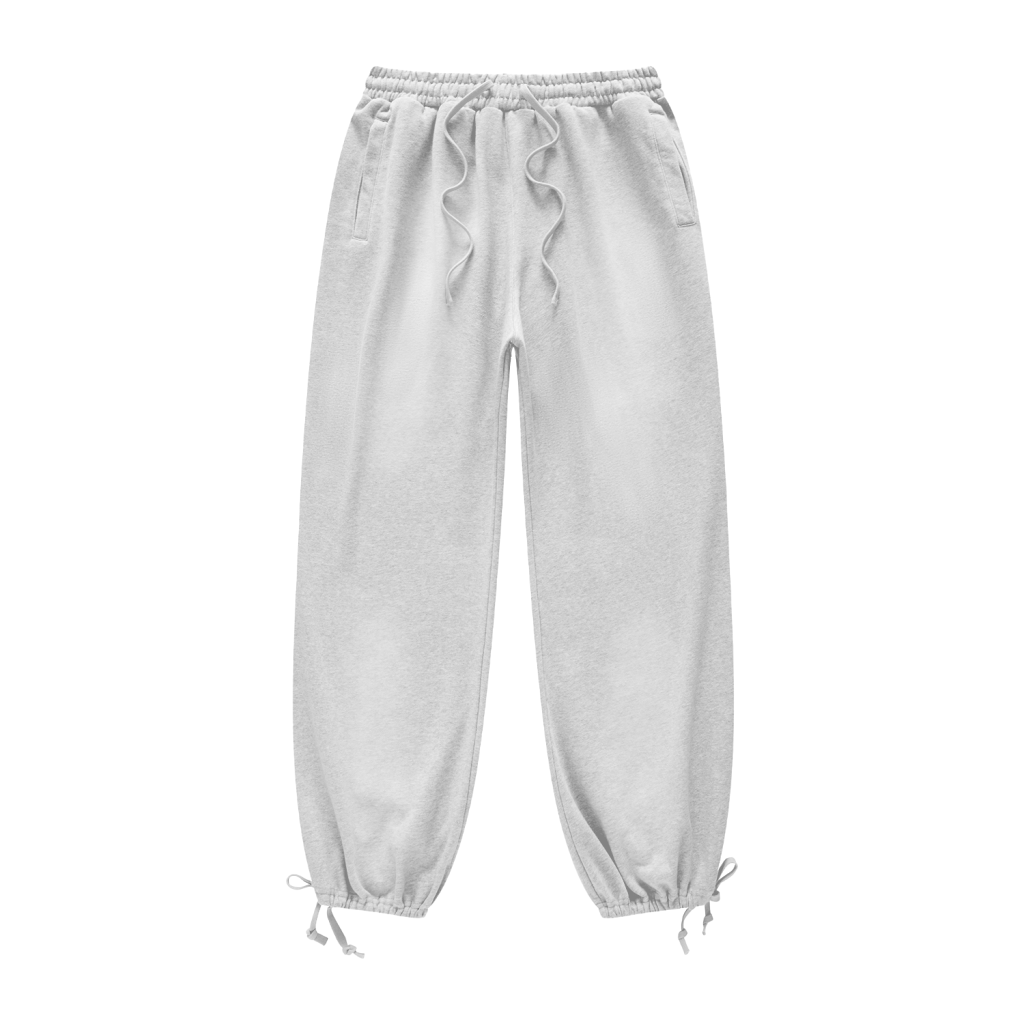 (Light Gray)Streetwear Unisex Heavyweight 445G Ombre Washed Drawstring Waist Fleece Joggers-5