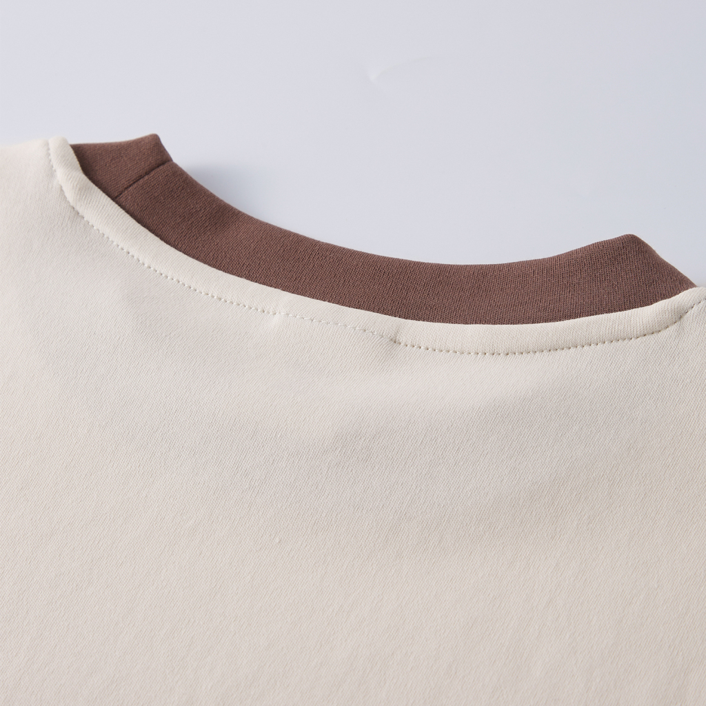 Streetwear Vintage Color-Block Fitted Cropped Grayish Blue Tee - Print On Demand | HugePOD-5
