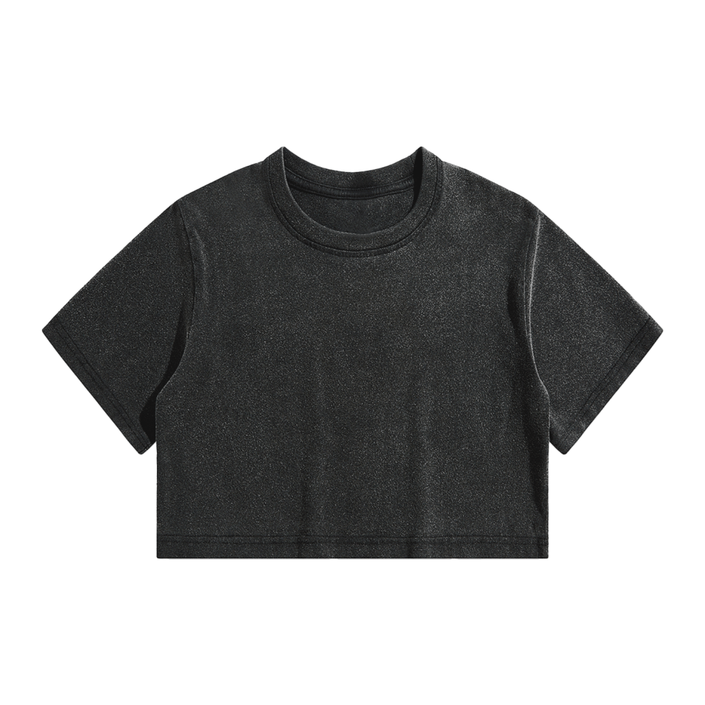 Streetwear Women's Solid Color Washed Crop Top-2