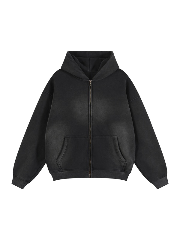 Sunfade Two-way Zip-up Boxy Hoodie  #RU0076