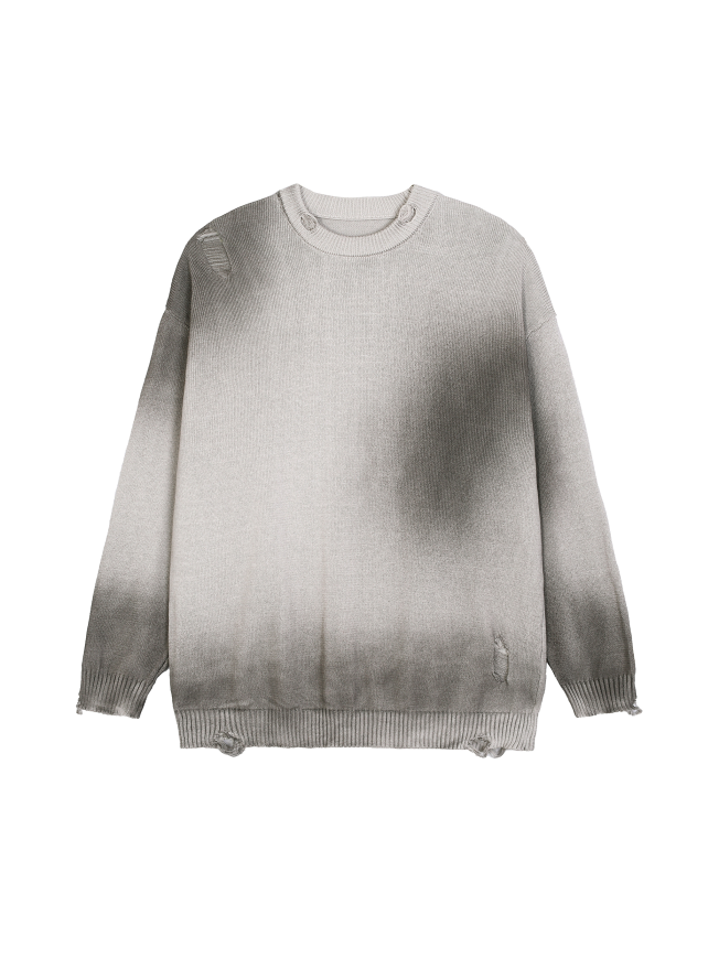 Sun Fade Distressed Ripped Crewneck sweater