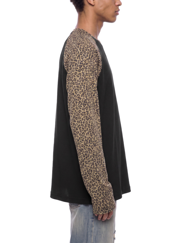 Unisex Leopard Panel Raglan Sleeve T-Shirt