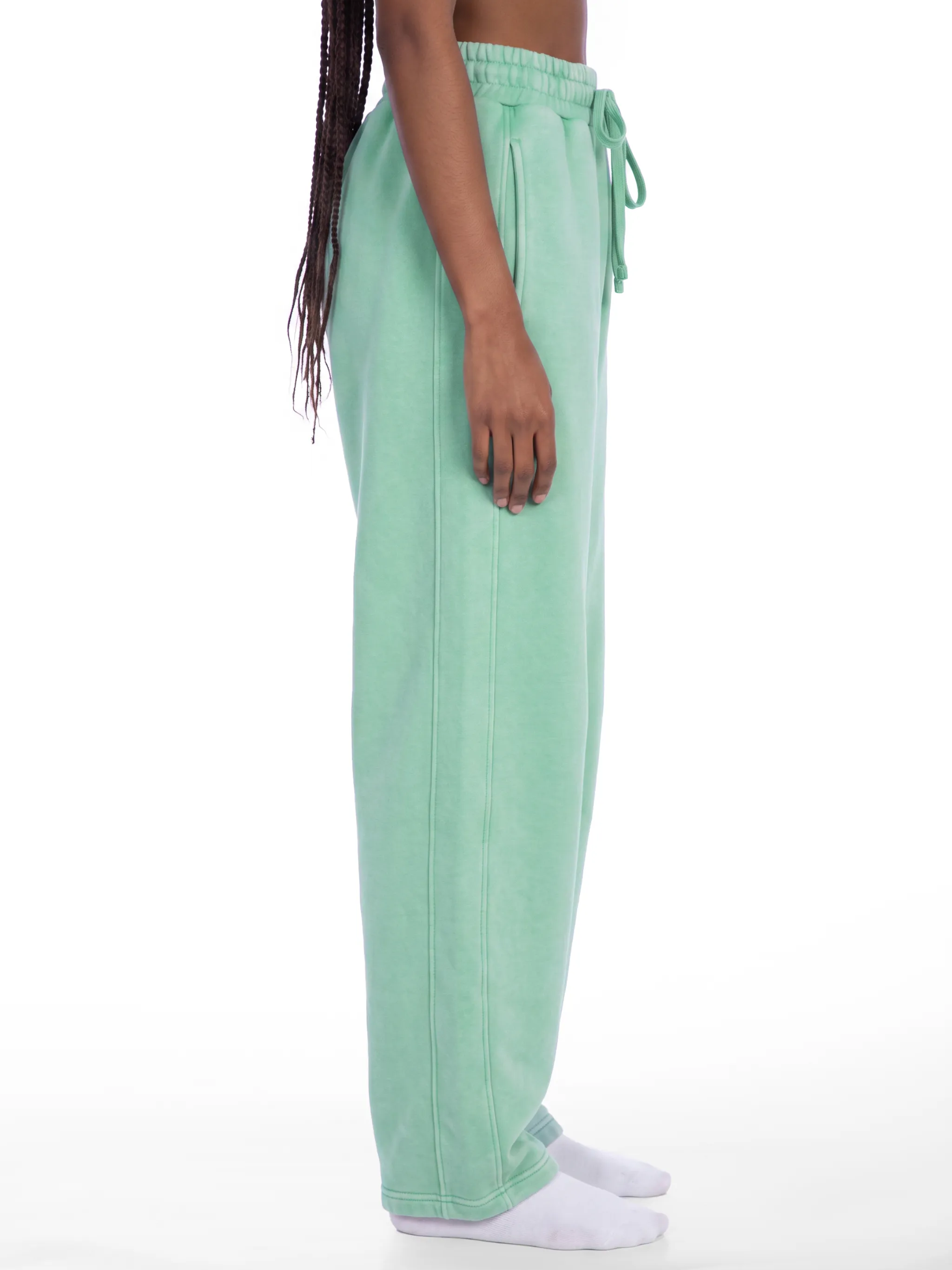 Unisex Vintage Wash Barrel Leg Fleece Sweatpants