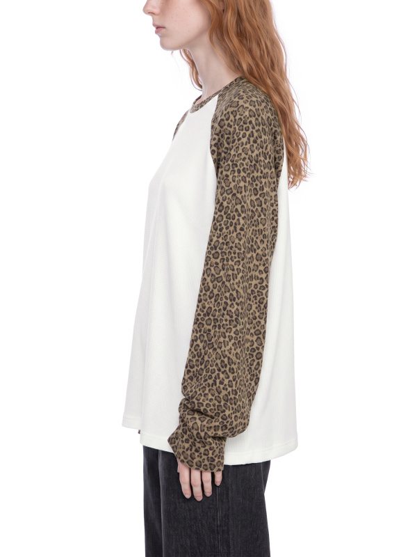 Unisex Leopard Panel Raglan Sleeve T-Shirt