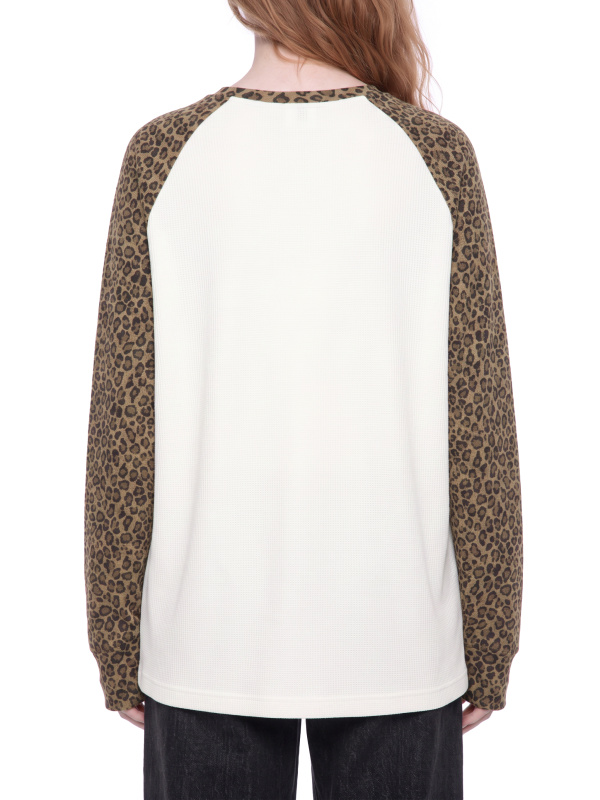 Unisex Leopard Panel Raglan Sleeve T-Shirt