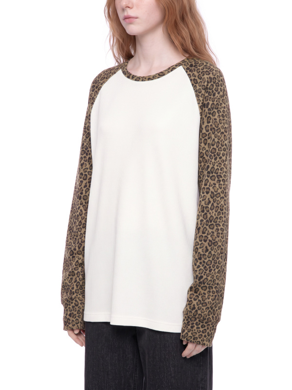 Unisex Leopard Panel Raglan Sleeve T-Shirt