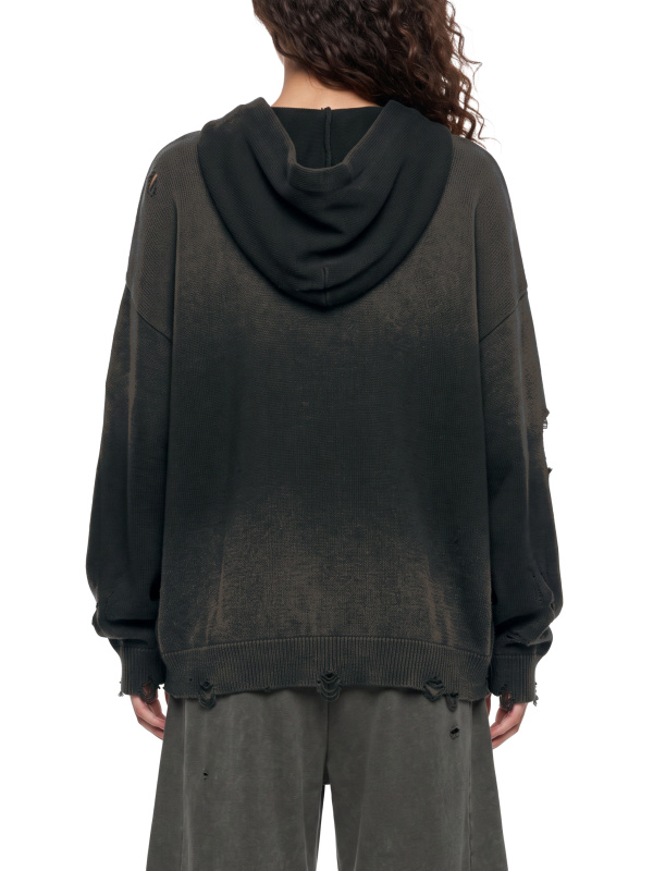 Unisex Distressed Full Zip Sweater