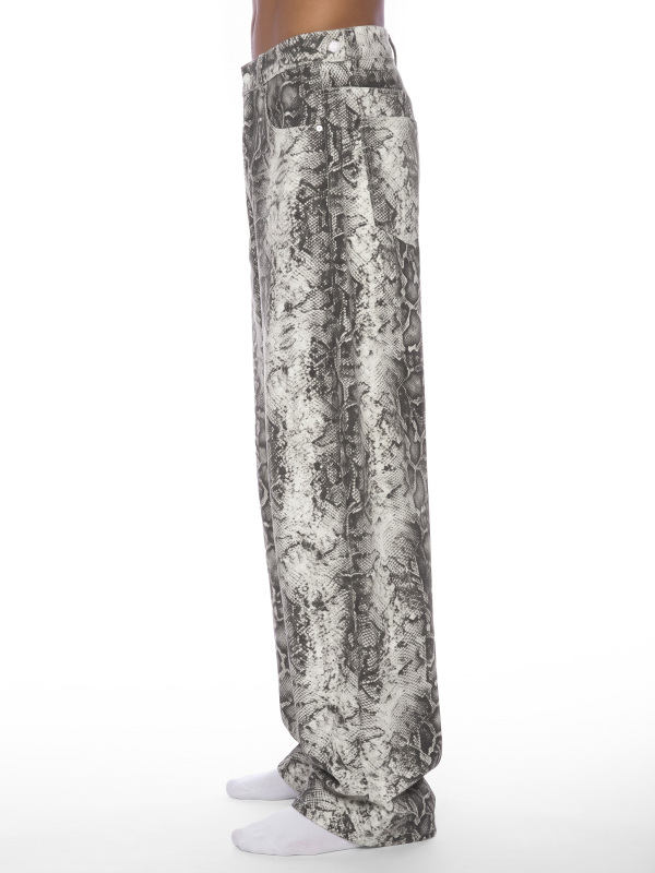 Men's Snake Print Barrel Leg Pants