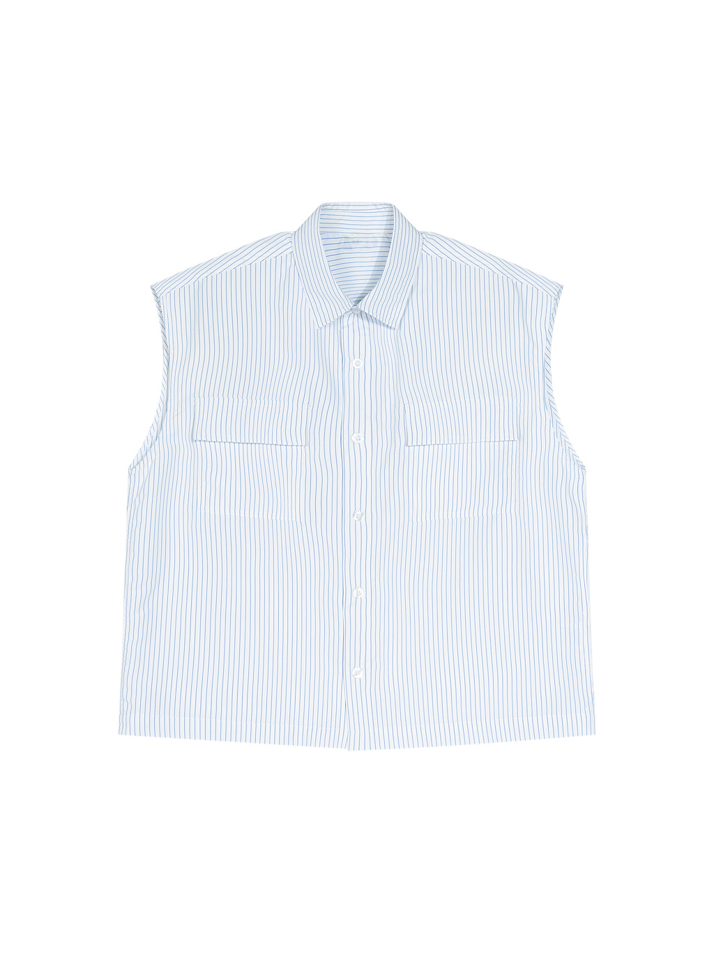 Men's Boxy Striped Sleeveless Shirt - Main Image