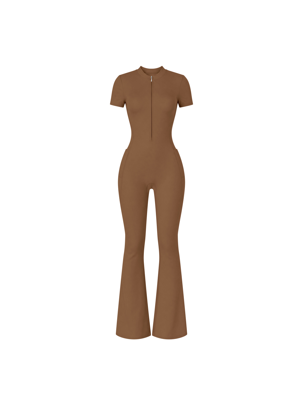 Women’s Tight Flared Leg Quarter-Zip Jumpsuit - Main Image
