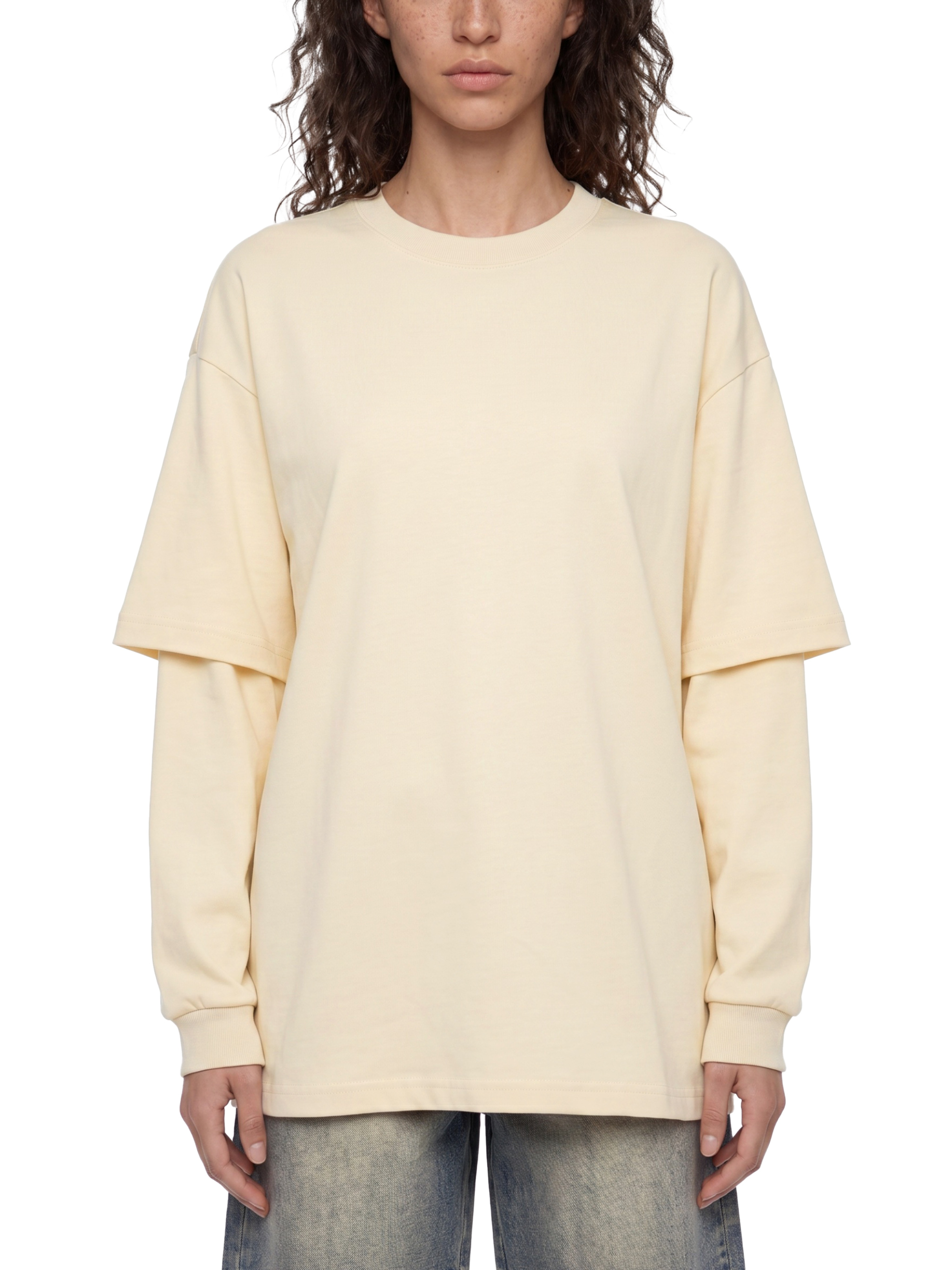 トップス BIO wear LAYERED OVERPRINTED TEE M Unisex Layered Oversized T-Shirt #UT0163 | TAPSTITCH