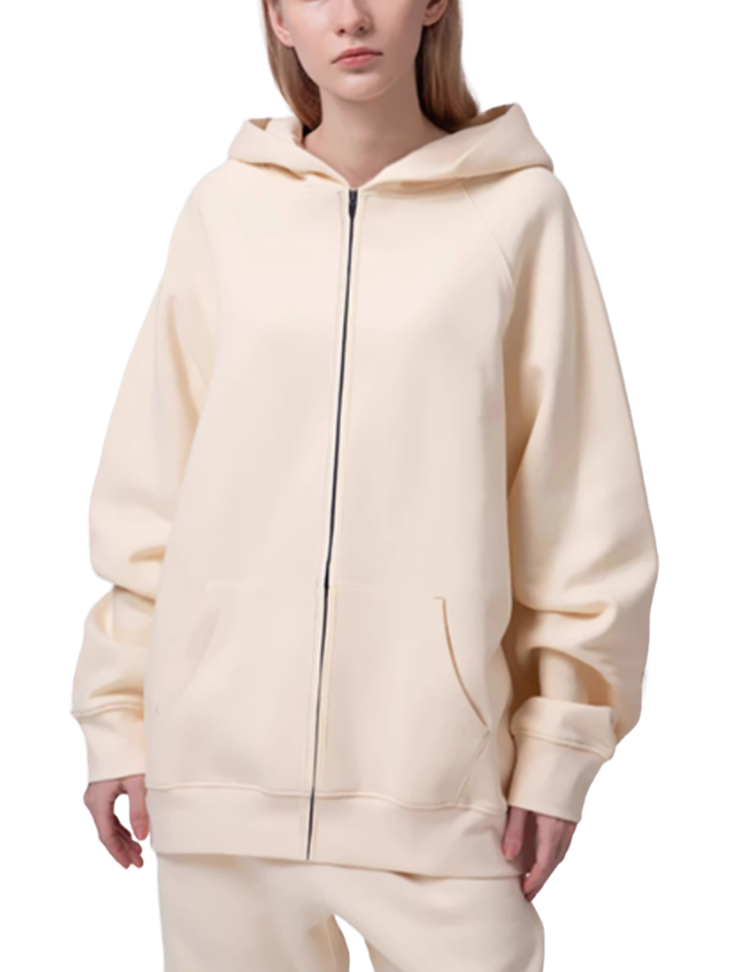 トップス BEEDEN GATHERED ZIP-UP HOODI EMBROIDERY JUST FIT ZIP HOODIE – BEEDEN