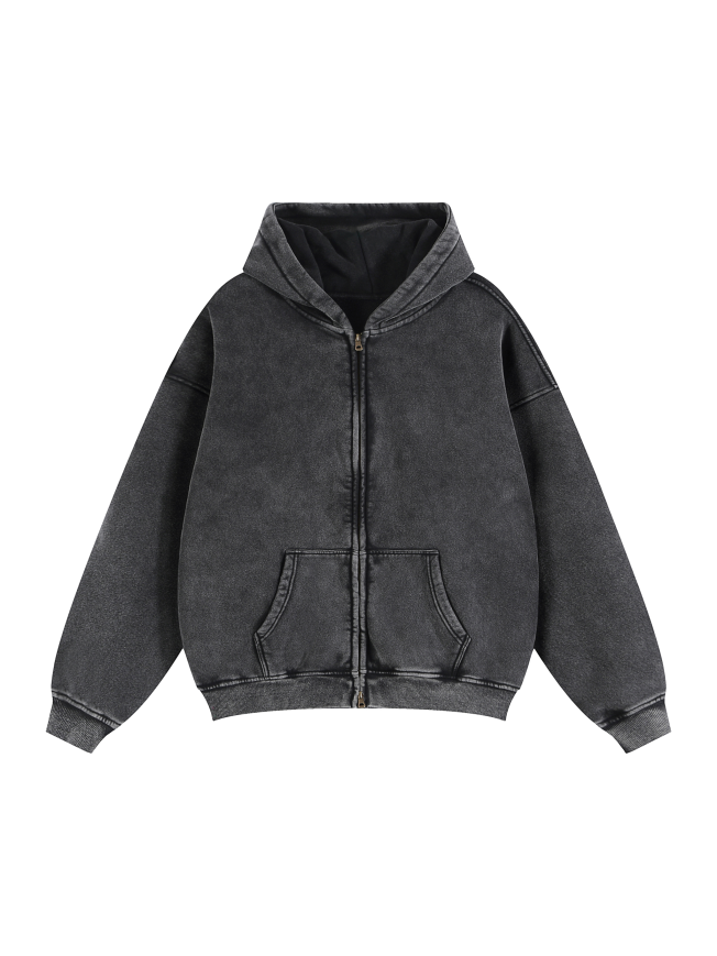 Zip-Through Boxy Fleece Hoodie