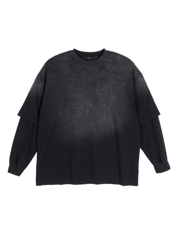 Sunfade Hand-Frayed Faux Two-Piece T-Shirt #RT0016 | TAPSTITCH