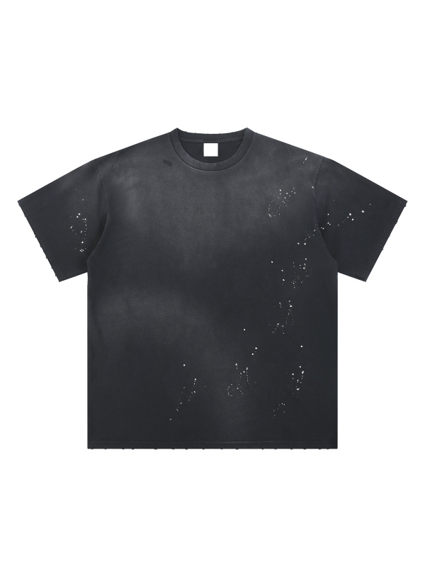 Hand-Frayed Sunfade Paint Splatter T-Shirt #RT0011 | TAPSTITCH